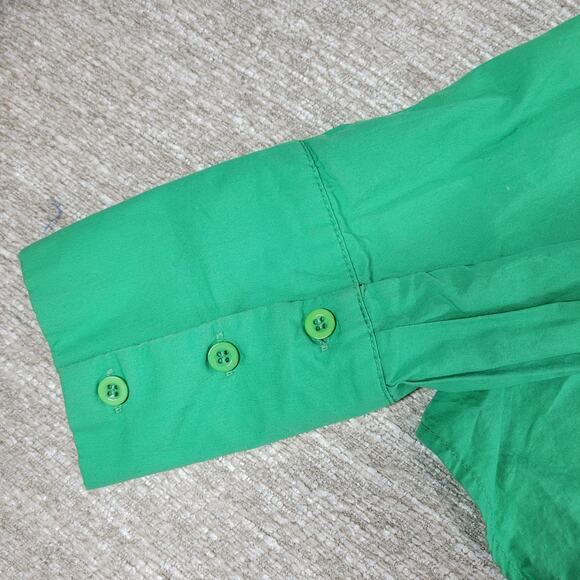 White Fox Short 2 Piece Set Womens S/M Green Button Up Oversized Top Pull On - Picture 9 of 16